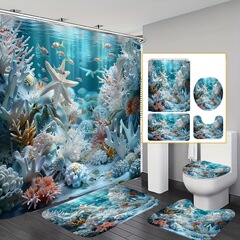 シャワーカーテン、浴室専用浴室カーテン、パンチフリー、厚みのある防水、防カビ漫画3Dプリントシャワーカーテンカスタマイズ