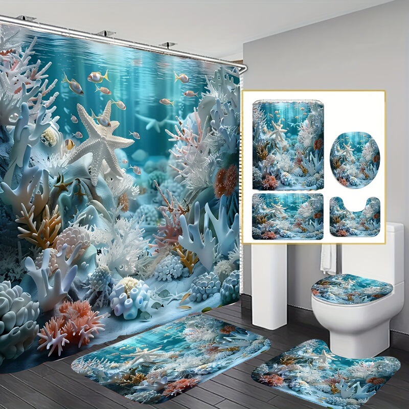 Shower Curtain for Bathroom, No-Drill, Thickened, Waterproof, Mildew-Proof, Cartoon 3D Printed Custom Shower Curtain