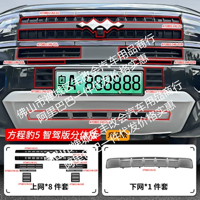 Special Modification Decorative Strip Car — Automobile anti-insect net - 25-formula-leopard-5-intelligent-driving-edition-insect-proof-net-split-version-matte-black-upper-original-car-silver-lower