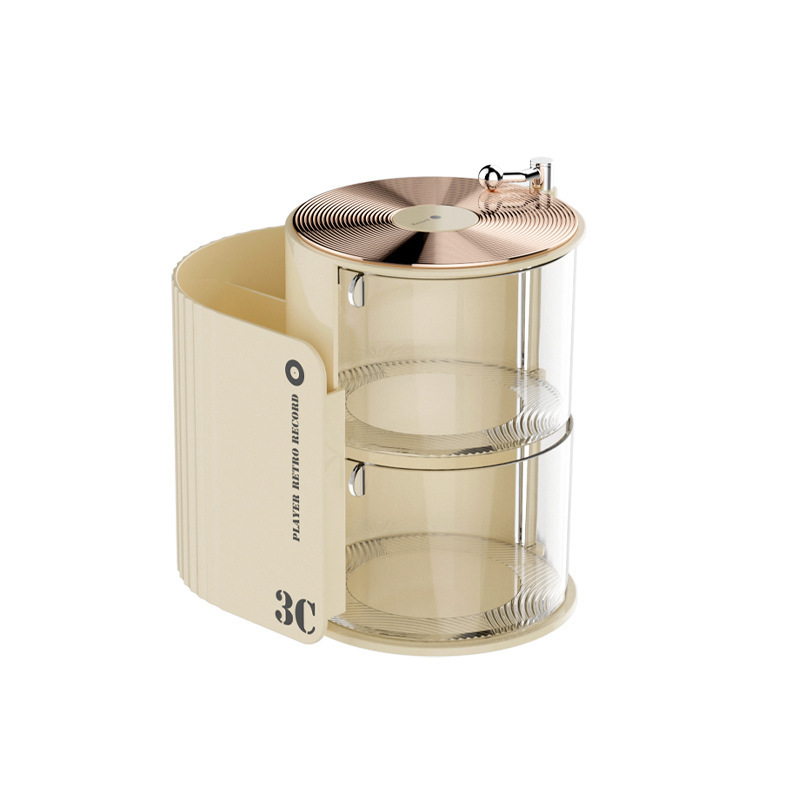 La Caja de almacenamiento de polvo gira a prueba de polvo, la Mesa de belleza, los huevos, el colchón de aire, la cómoda, el cepillo de maquillaje de lápiz labial de varias capas y el estante de objetos.