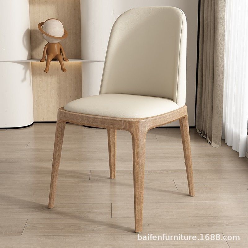 Solid Wood Dining Chair, Light Luxury Dining Table Chair, Home Simple Modern Nordic Restaurant Soft Stool Dining Table Chair with Backrest