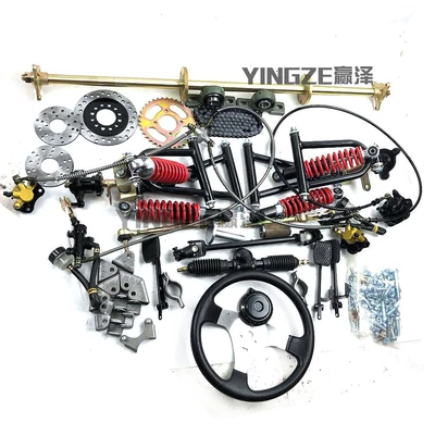 Iy Four-Wheel Steel Tube Go-Kart Parts Frame Front and Rear Suspension Steering Gear Steering Axle Rear Axle 6inch Tires Front and Rear Disc Brakes (Motorcycle frame) - complete-set-of-accessories-not-equipped-with-four-tires