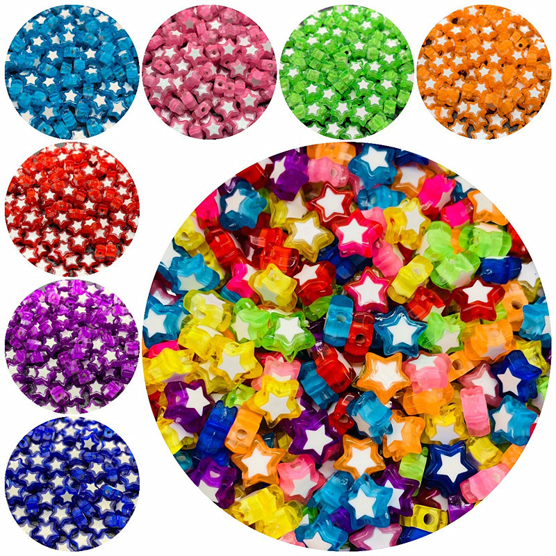 Acrylic Double Color Star Transparent Color Five-pointed Star Beads Beads in Beads DIY Jewelry Bracelet Accessories Beads Material