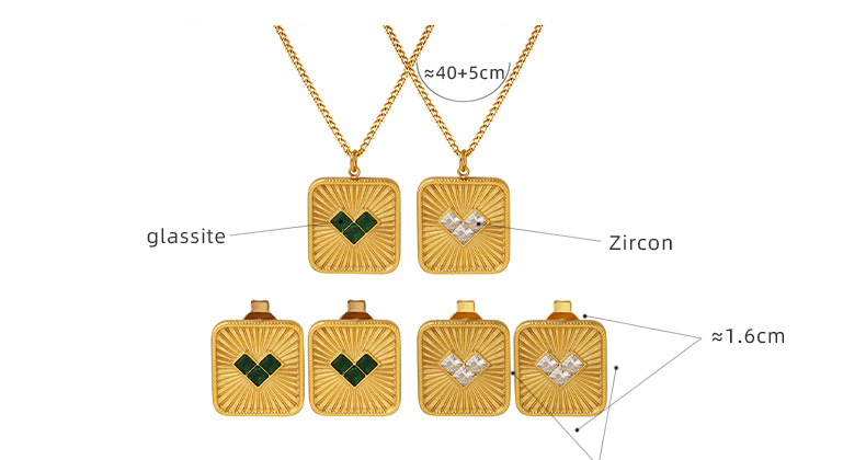 Fashion Heart Shape Titanium Steel Plating Zircon Earrings Necklace