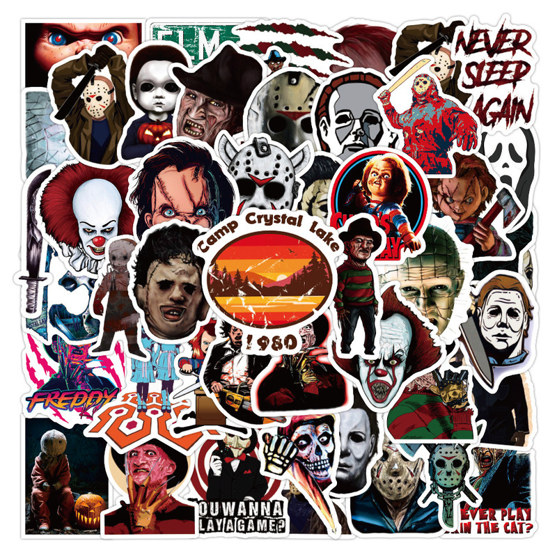 50 pieces of horror movie thriller character graffiti stickers personality decoration mobile phone helmet car waterproof stickers wholesale 50 pieces of horror movie thriller character graffiti stickers personality decoration mobile phone helmet car waterproof stickers wholesale