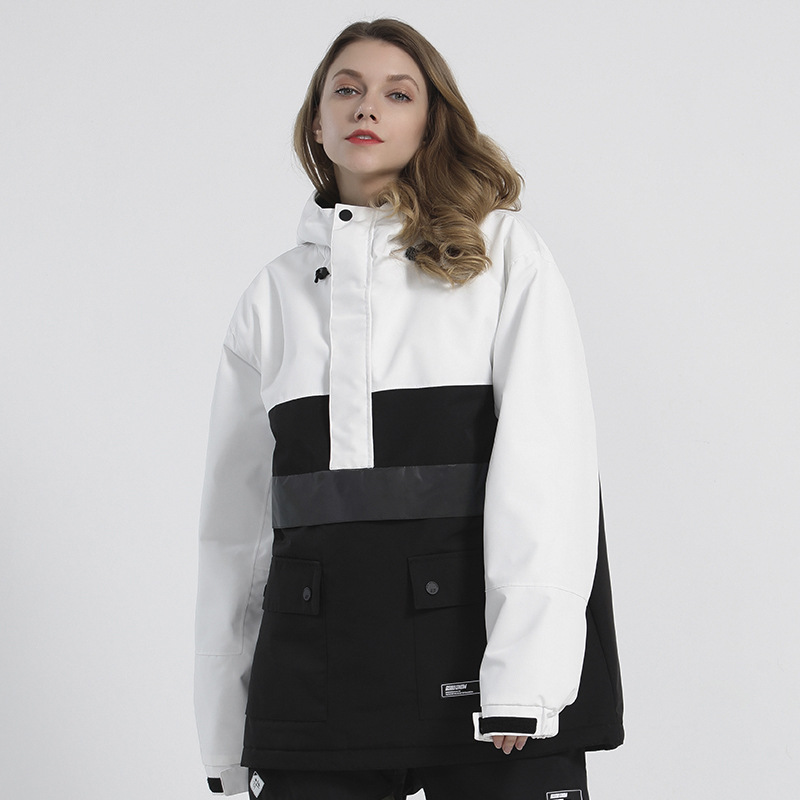 Felpa con cappuccio da sci riflettente, calda e impermeabile, fosforescente, a doppia tavola, tuta da neve abbinata al colore di una tavola_voghion.com