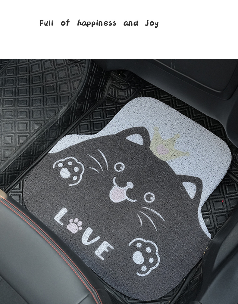 Big Face cat car foot mat cartoon non-slip wear-resistant car floor mat Universal single piece wire ring car foot mat