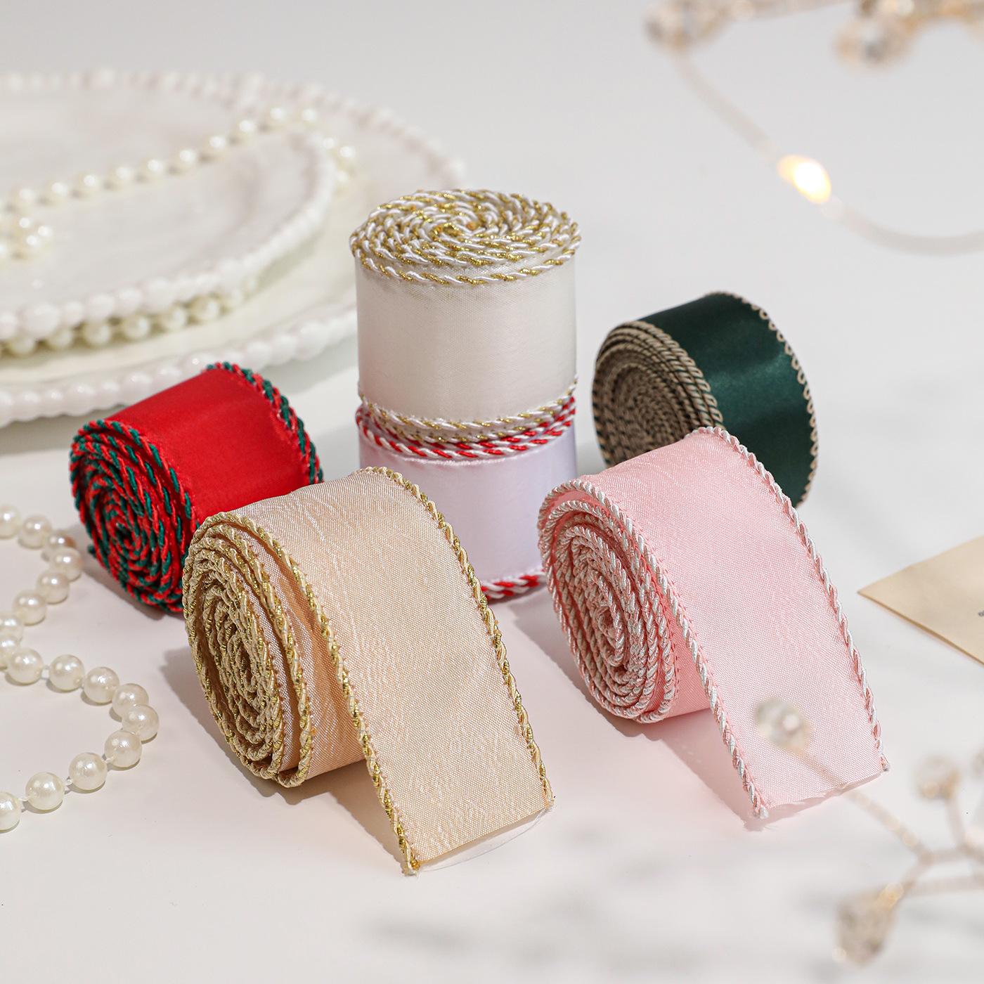 Ribbon de Navidad coreano ribbon árbol de Navidad guirnaldas de vinas decoración arco caja de regalo de tejido cinta de cinta