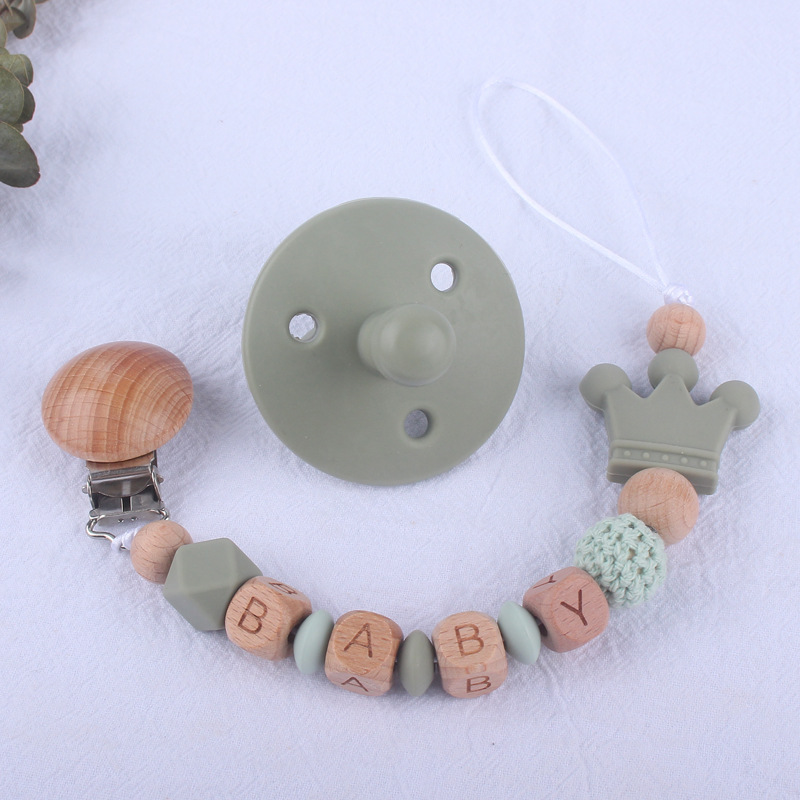 Nuevo bebé chupete pezón de silicona bebé creativo DIY mordedura molar Cadena de pezón cadena anti-caída conjunto de dos piezas