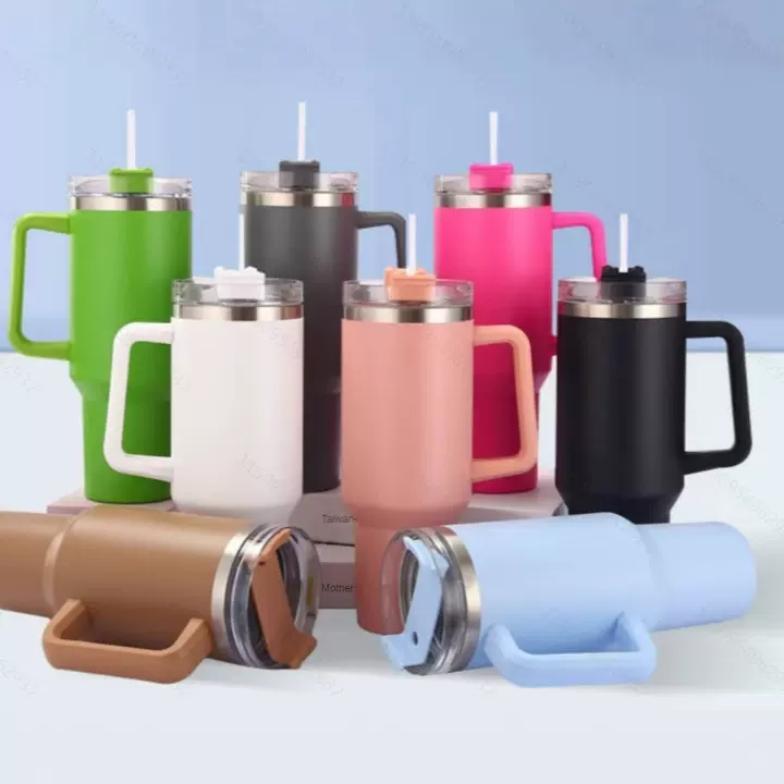 厂家直供40oz不锈钢保温杯时尚简约手柄冰霸杯车载便携吸管汽车杯