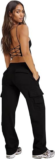 Women's Clothing New Multi Pocket Y2K Overalls Casual Loose Sports Fitness Wide Leg Pants_voghion.com