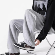 纯色简约卫裤男春秋季运动裤潮美式直筒显瘦垂感阔腿裤百搭休闲裤