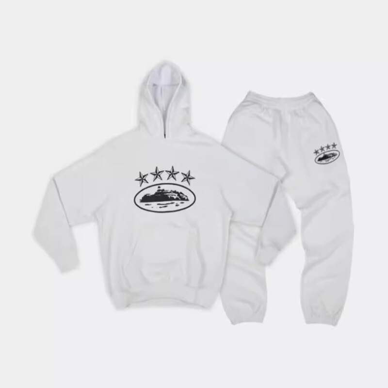 European and American Trendy Street Style Loose Sweatshirt Set, Cortez White Sportswear, Hip-Hop Skateboard Casual Set for Men