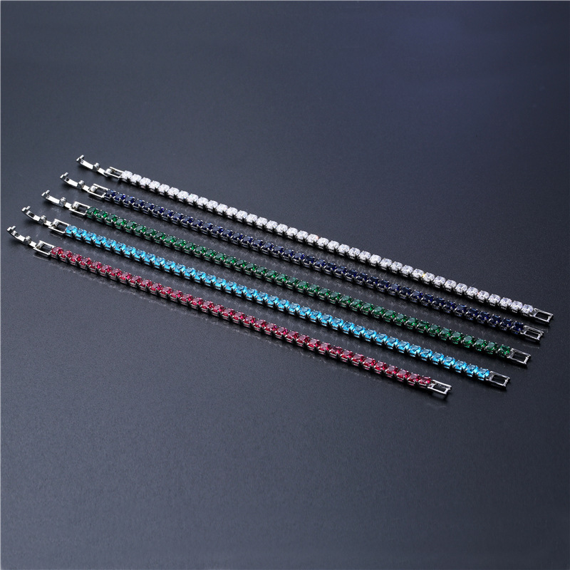 Cross-Border Luxury Hip-Hop Ice-Out 4mm Cubic Zirconia Crystal Tennis Bracelet for Men in Gold and Silver Factory