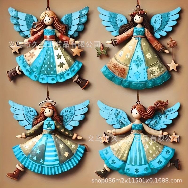 Colgante de madera transfronterizo Angel Girl para decoración de Navidad decoración interior y exterior colgante image 5