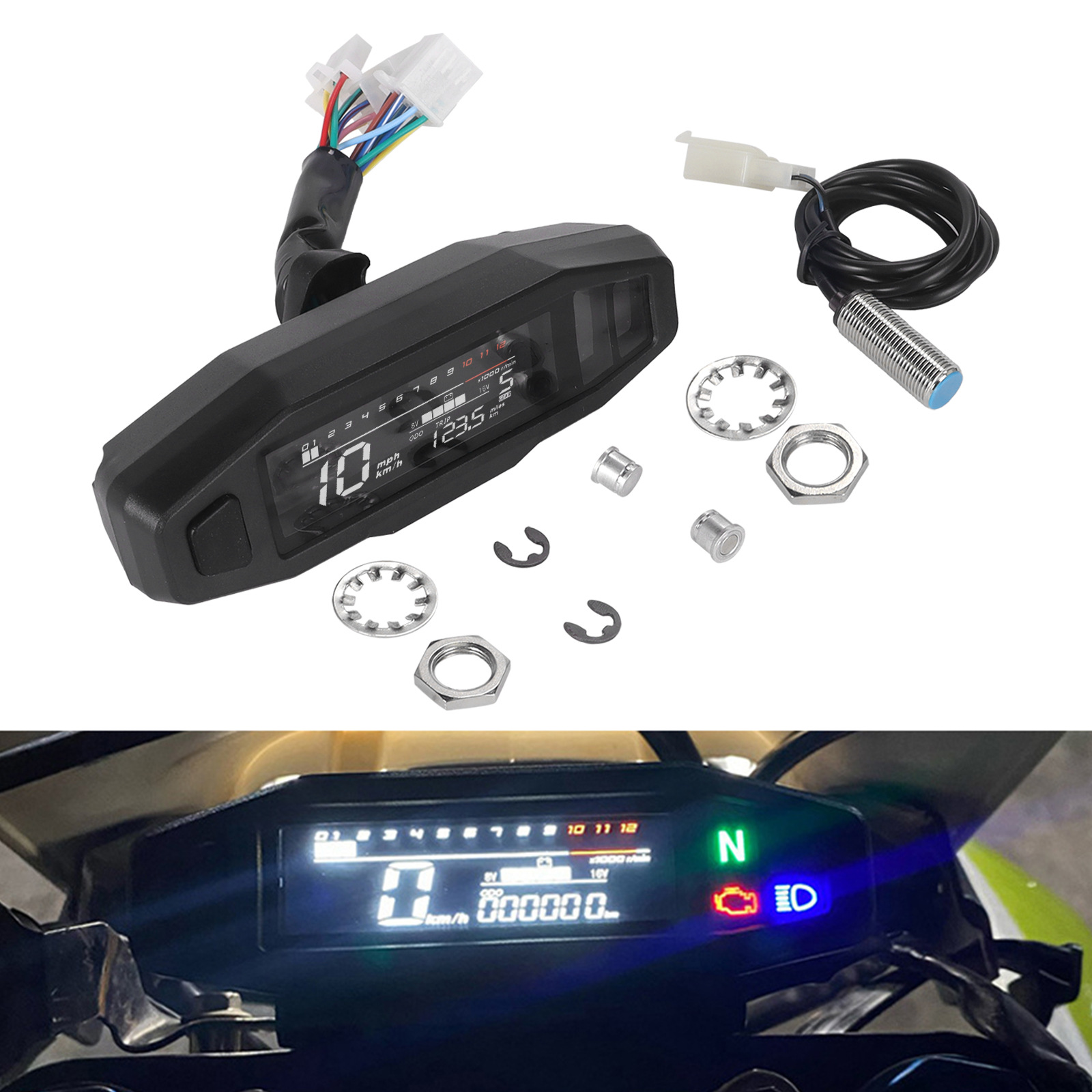 South American Motorcycle Modified Mini Va High-Definition Lcd Speedometer, Rpm Gauge, Fuel Gauge, Carburetor, Electric Injection Adjustable
