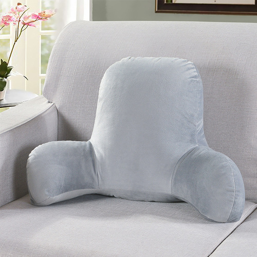 Manufacturer Direct Sale Solid Color Lap Support Cushion with Armrest Sofa Back Support Pillow Waist Pillow Crystal Fleece Hug Cushion Cross-border
