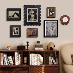 高級感法式現代中古風組合裝飾畫客廳沙發背景壁畫老錢風玄關掛畫