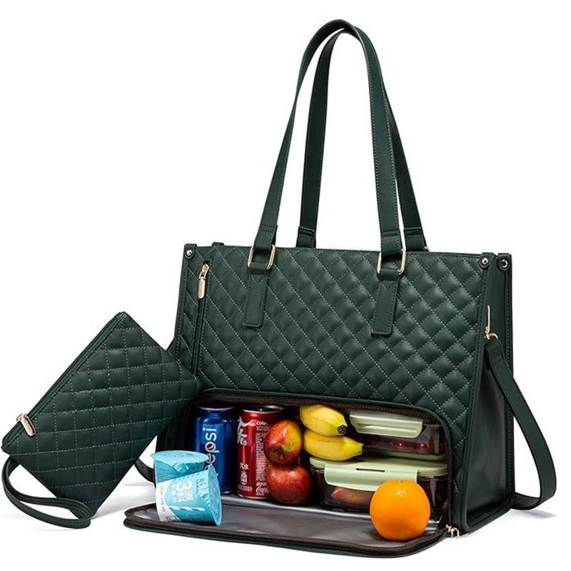 2025 New Office Worker Lunch Satchel Lunch Box Bag Computer Tablet Bag Large Capacity Quilted Large Bag Crossbody Bag