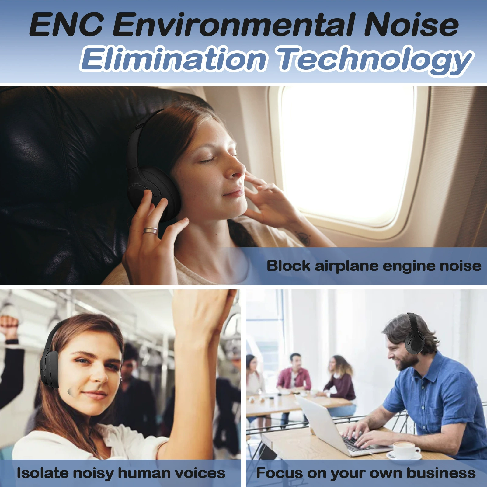 Накладная Bluetooth-гарнитура с ANC и ENC, низкая задержка, гибридное шумоподавление, односторонняя подача