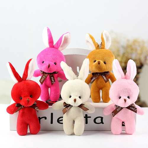 Cute little rabbit doll plush toy one-piece bow tie bunny doll bag pendant accessories small gift doll