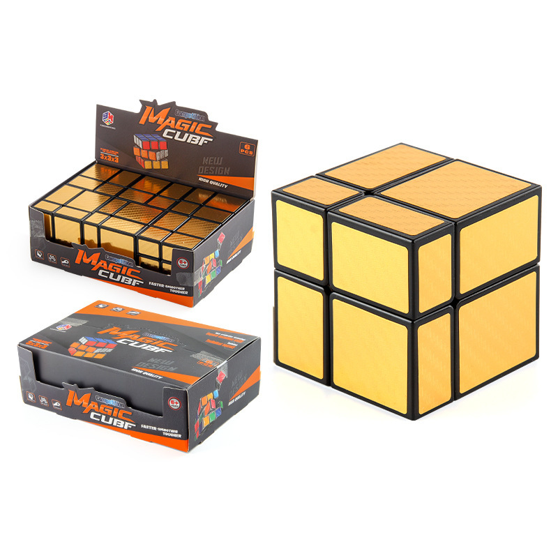 Niños rompecabezas oro y plata pegatinas espejo cubo rubico suave rotación de segundo y tercer cubo rubico descompresión juguete rubico