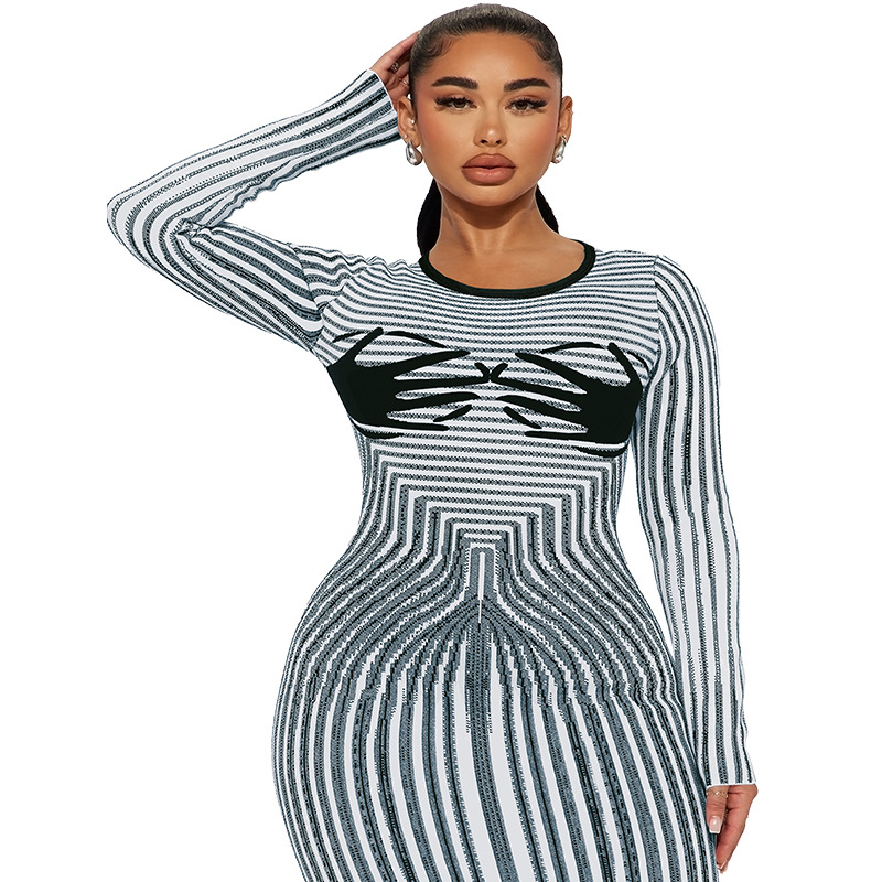 Women's Clothing Plus Size Women's Round Neck Slit Long Sleeve Dress Long Sleeve For Formal & Casual For Women_ecoleips.com