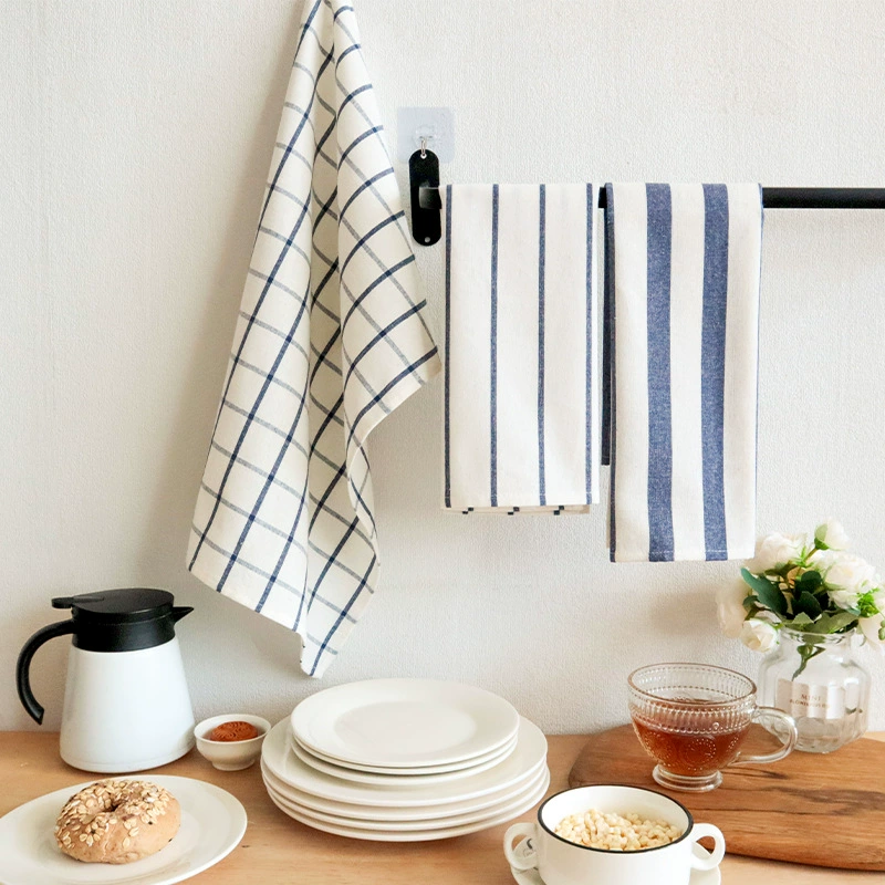 Кухонное полотенце из ткани средиземноморского синего цвета, хлопковое чайное полотенце, скатерть из ткани для гурманов, чайное полотенце для трансграничных поставок