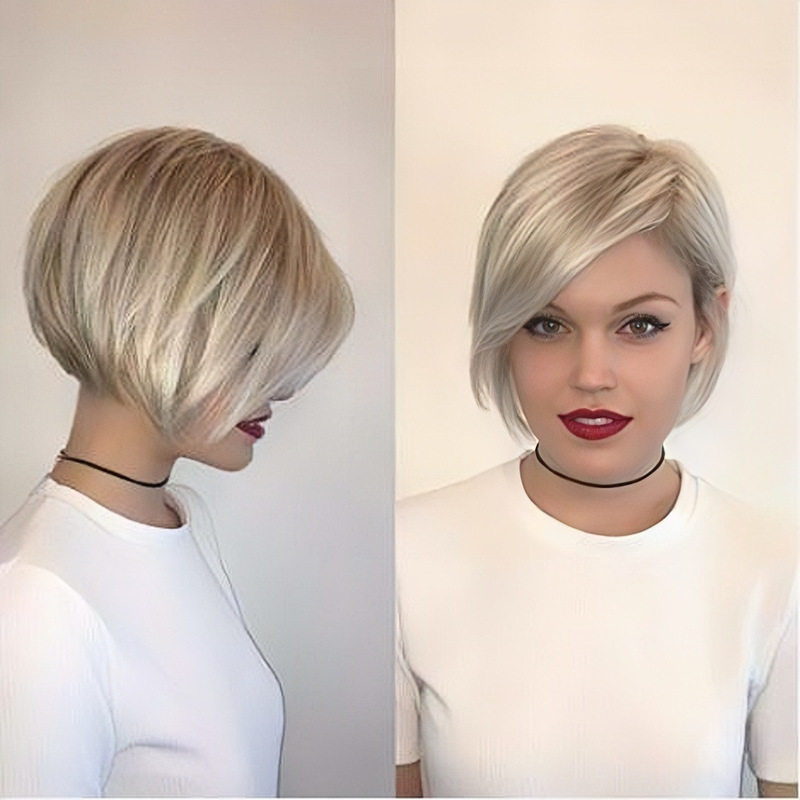 Manufacturer Wholesale European and American Women's Wigs, Women's Short Bob Mixed Color Temperament Chemical Fiber Wig Headgear, One Piece Drop Shipping