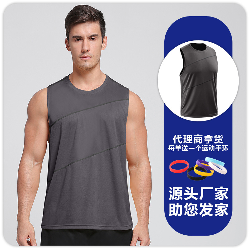 Maratón de verano chaleco deportivo de secado rápido chaleco sin mangas de los hombres corriendo entrenamiento de baloncesto Chaleco de fitness Suelto image 13