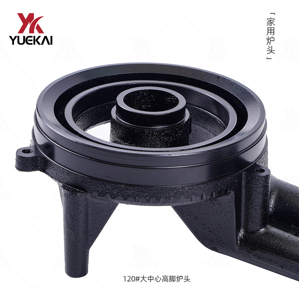 Yuekai120# gran centro alto pie hierro fundido cabeza de horno integrado formado casero incrustado estufa de gas de carbón cocina duradera