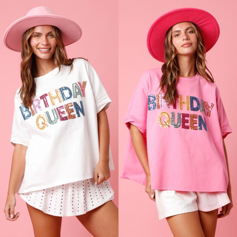 2024 spring and summer New Amazon independent station European and American cross-border birthday Queen sequined top loose T-shirt for women