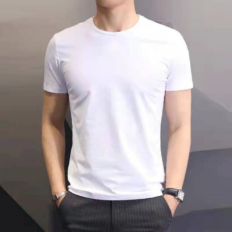 Verano barato chaqueta de secado rápido cuello redondo suelto trabajo de mangas cortas camiseta de hombre delgada tendencia versátil camiseta de base image 11