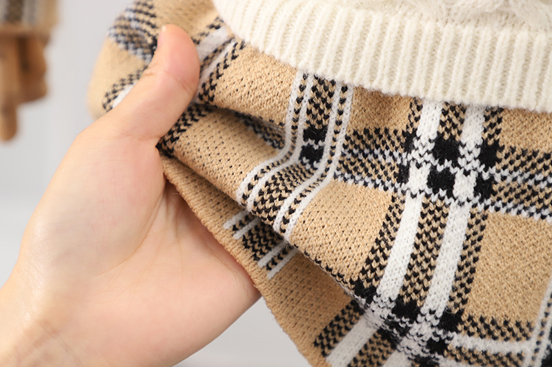 Girls' Sweater Autumn/Winter 2023 New Fashionable Korean Edition Thickened Plaid Splicing Fried Dough Twists False Two_voghion.com