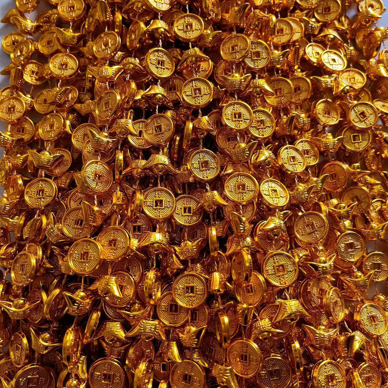 Золотые и серебряные круглые бусы слитки подвески пластиковые медные монеты соединенные цепи