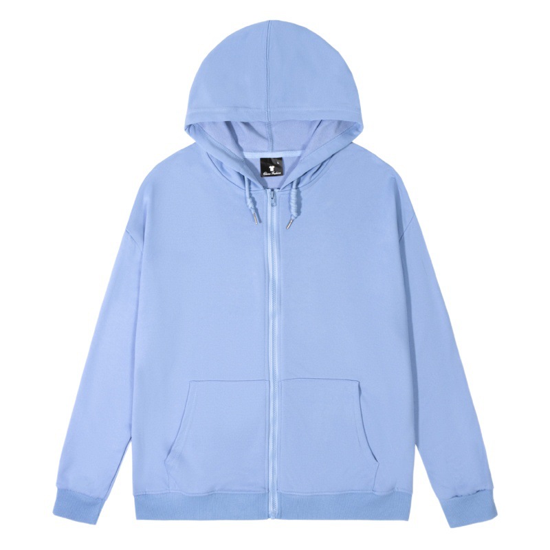 Primavera y otoño cárdigan con cremallera y capucha sudadera fuera del hombro de manga larga color puro Xiyin transfronterizo Temu versión suelta