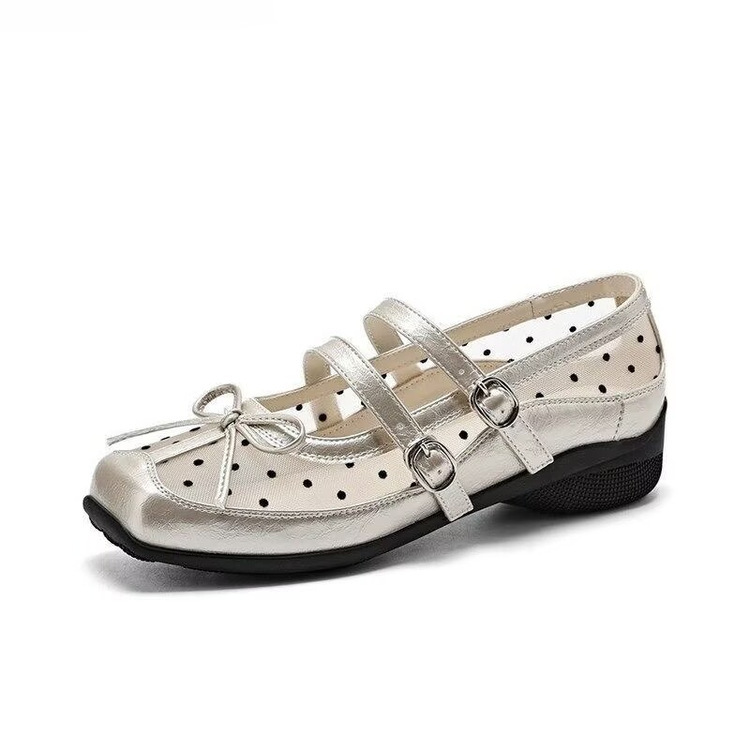 2026 nuevos zapatos de verano con arco de botón superficial zapatos de malla simple zapatos deportivos casuales transpirables