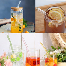 新款高硼硅彩色玻璃吸管套装 可重复使用洗碗机安全耐高温吸管