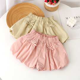 女童短裤夏季花苞裤韩版薄款宝宝南瓜裤儿童热裤洋气百搭中大童无