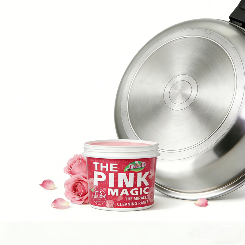 E&B Multi-Purpose Stainless Steel Cleaning Paste Pink Rose Scent Black Stain and Burnt Residue Remover for Kitchen Utensils E&B Multi-Purpose Stainless Steel Cleaning Paste Pink Rose Scent Black Stain and Burnt Residue Remover for Kitchen Utensils