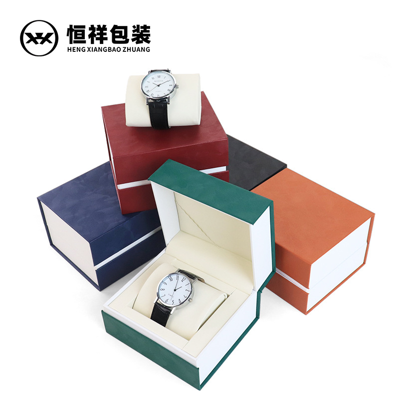 Factory Direct Sales New Flip Watch Box Fingerprint High-End Pu Leather Watch Packaging Box Watch Storage Box Gift Box