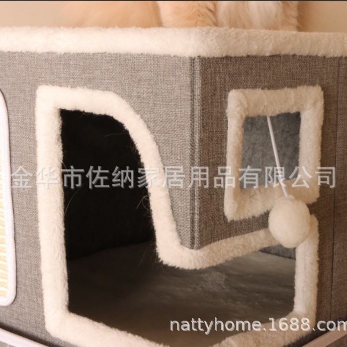 La popular guarida para gatos de Amazon, tres capas, agujeros oblicuos, cuatro estaciones plegables, fuente de nidos para gatos para mascotas generales, stock de fábrica al por mayor