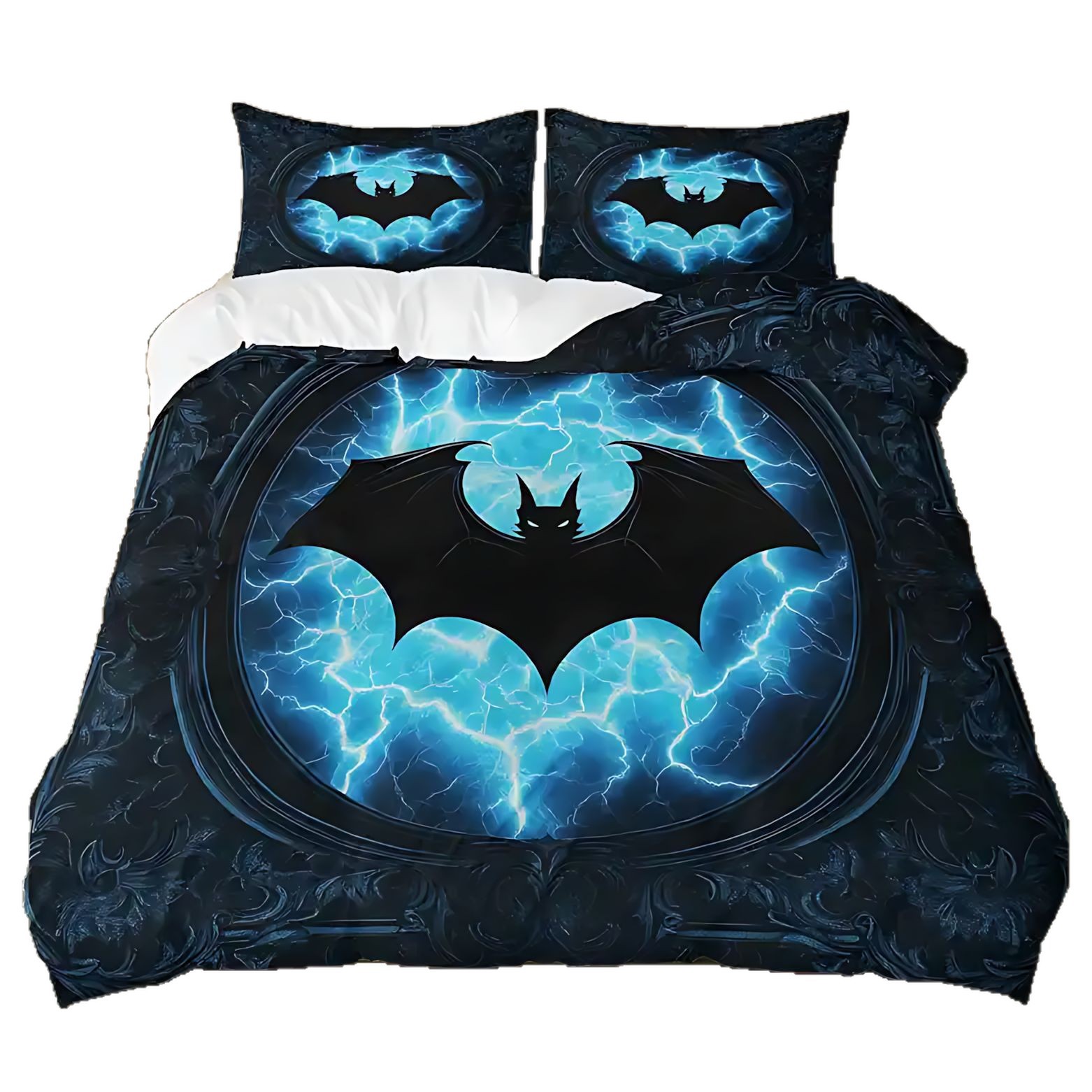 TEMU / JIT nuevo producto transfronterizo azul murciélago molido de alta definición impresión digital colcha colcha