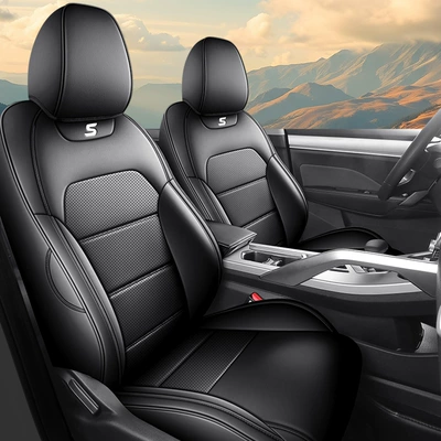 New Model Car-Specific Geely New Binyue Full Leather Car Seat Cushion, Full Surround Seat Cover, Universal Car Seat Cover for All Seasons (Modelə uyğun (Original) oturacaq örtükləri) - all-black-all-inclusive-geely-binyue-standard-edition