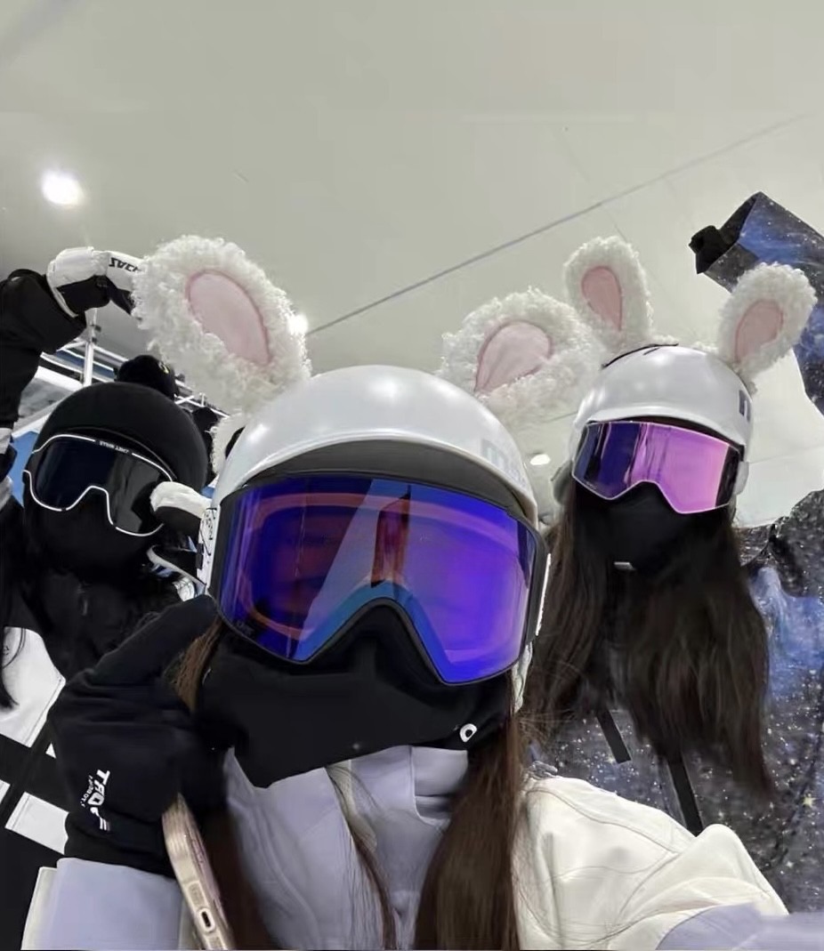 Ski Helmet Decoration Cartoon Plush Rabbit Ears Decoration Stickers Motorcycle Motorcycle Electric Vehicle Helmet Decoration Accessories