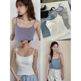 【软糯夏日 5色可外穿吊带】歌铭内搭打底背心带胸垫美背女W791B