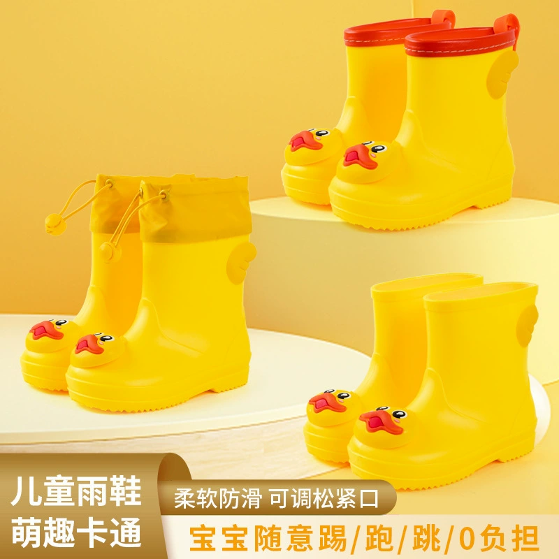 Детские непромокаемые сапоги оптом, Мультяшные сапоги для мальчиков и девочек, детская непромокаемая обувь, резиновая обувь на шнурке, Нескользящие резиновые сапоги, галоши