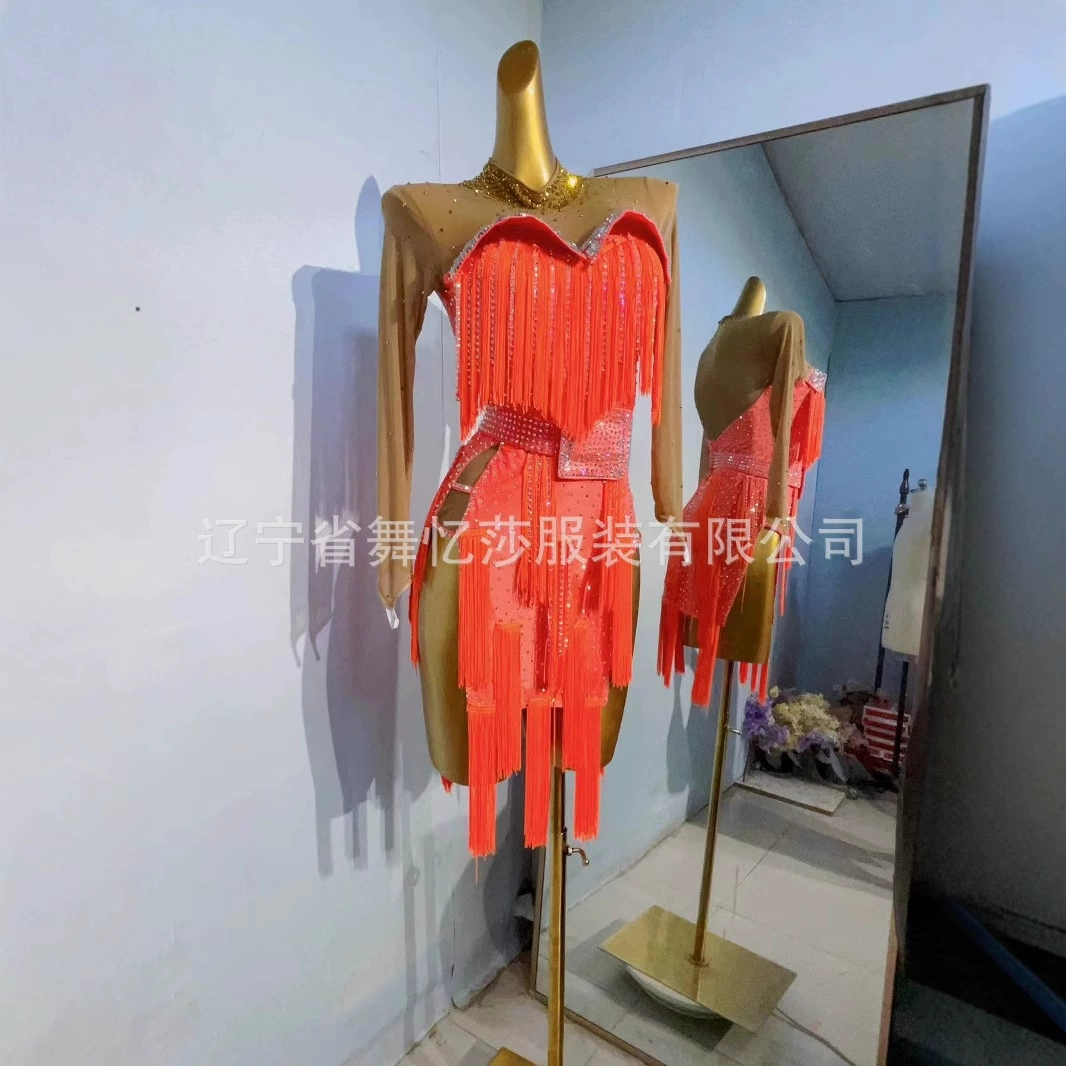 Костюмы для латиноамериканских танцев, профессиональные сценические костюмы, костюмы для выступлений, юбки с бахромой для взрослых, костюмы для экзаменов по искусству, костюмы для показов на подиуме.