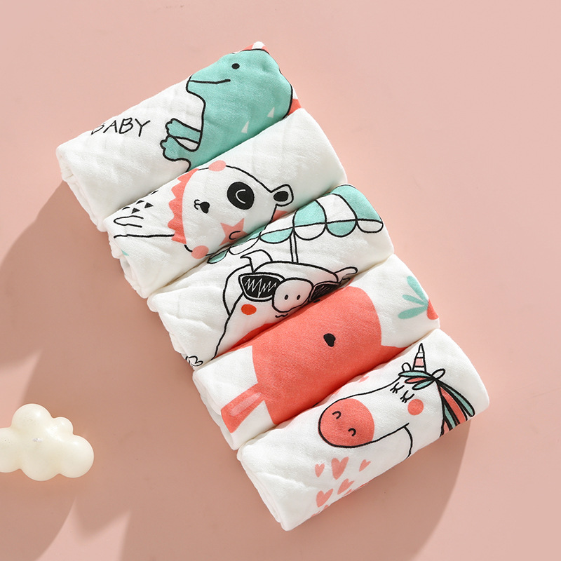 Toallas cuadradas tipo A gaza de algodón absorbente de agua transpirable impresión de lavado facial toallas cuadradas toallas para niños recién nacidos