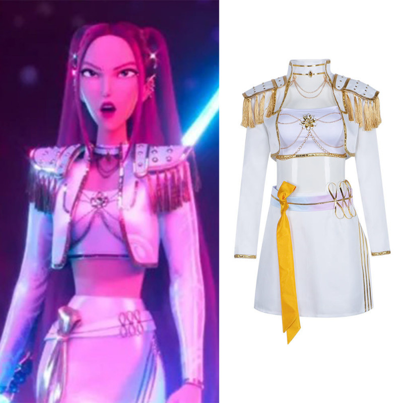 K-POP猎魔女团cos服 佐伊 米拉 鲁米cosplay舞台表演服白色打歌服|undefined